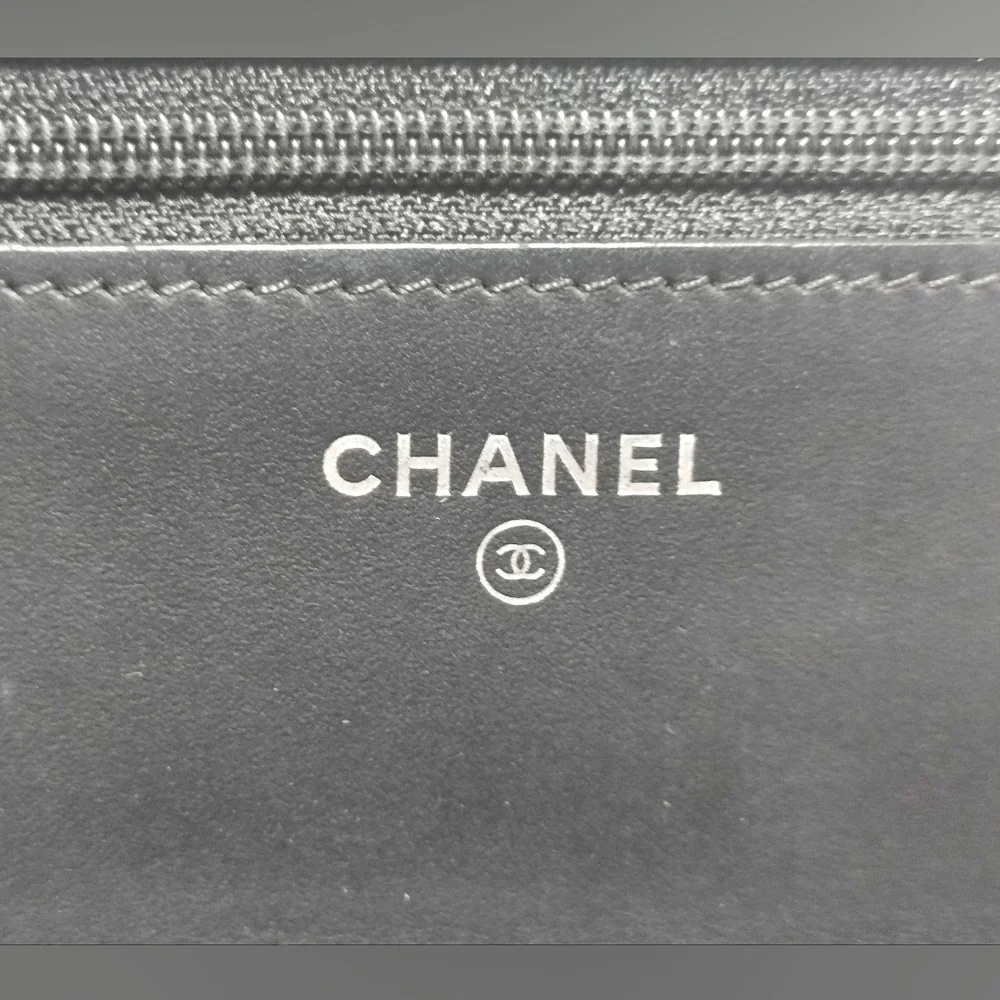 🔥 Chanel Patent Quilted Wallet On Chain WOC Black EUC 🔥